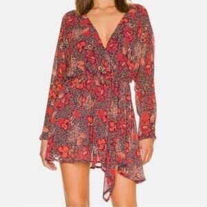 Free People Red and Blue Floral Mini Dress